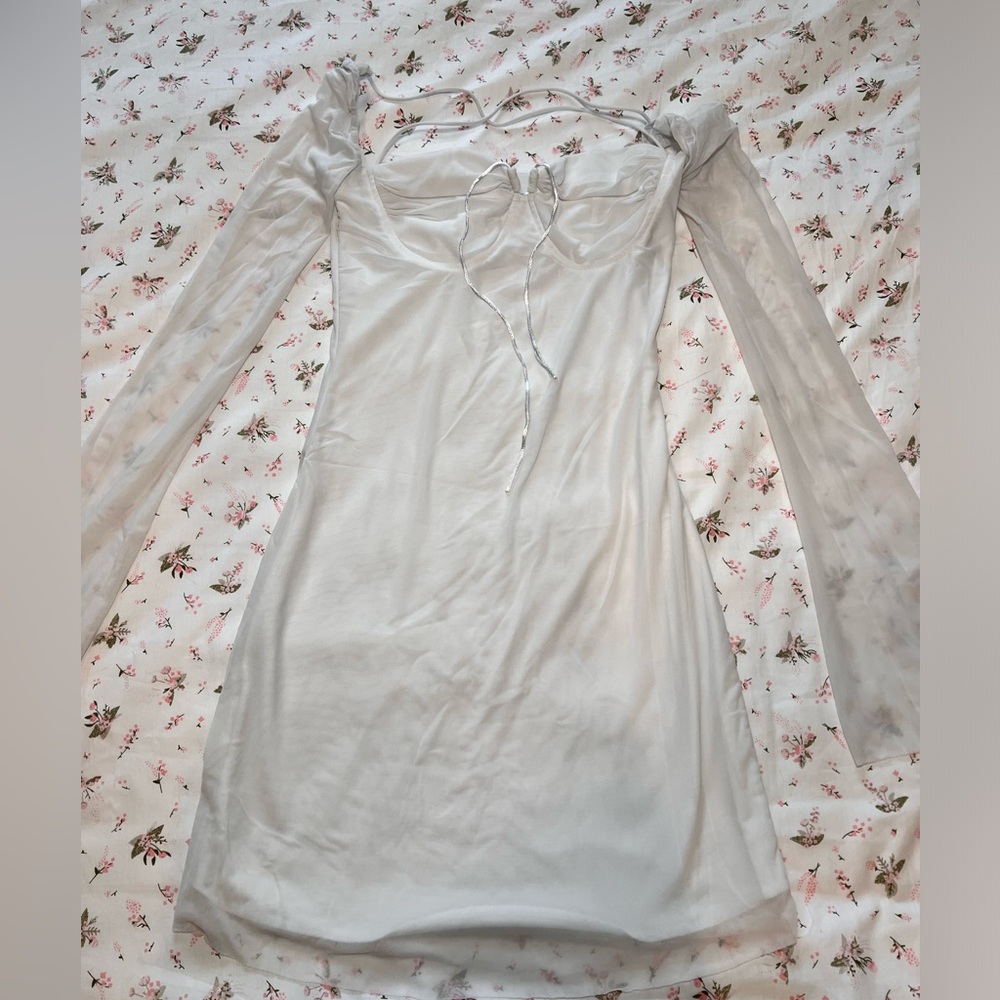 long puff sleeve, mini body con mesh dress split hem club wear party dress